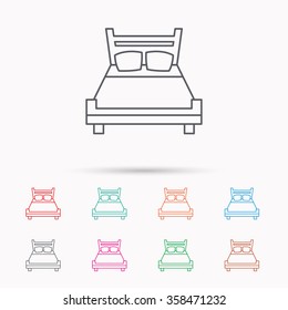Double bed icon. Sleep symbol. Linear icons on white background.