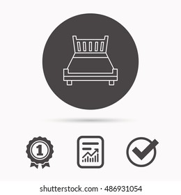 Double bed icon. Sleep symbol.