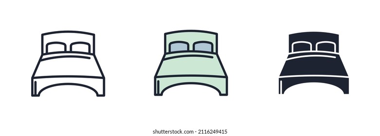 double bed icon symbol template for graphic and web design collection logo vector illustration