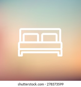 Double bed icon thin line for web and mobile, modern minimalistic flat design. Vector white icon on gradient mesh background.