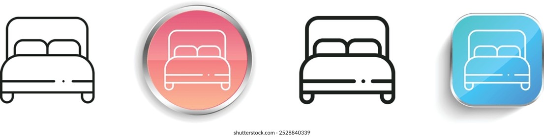 double bed icon. Thin Linear, Regular and Button Style Design Isolated On White Background