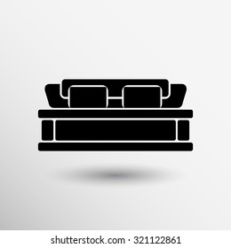 double bed icon vector button logo symbol concept.