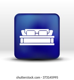 double bed icon vector button logo symbol concept.