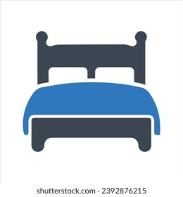 Double bed icon. Vector and glyph