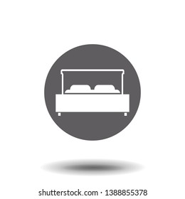 Double bed icon vector hotel room flat sign symbols logo line pictogram illustration isolated on gray background.Concept design sleep.