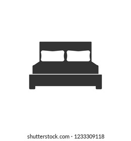 Double bed icon. Vector illustration, flat design.