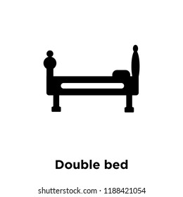 Double bed icon vector isolated on white background, logo concept of Double bed sign on transparent background, filled black symbol