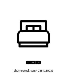 Double Bed Icon Vector - Sign or Symbol