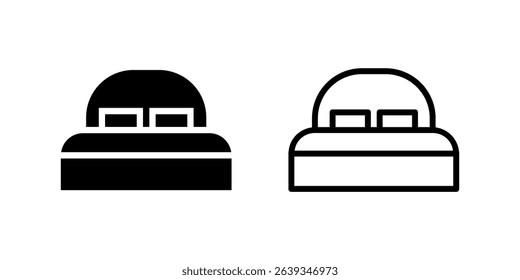 A double bed icon, versatile for indicating hotel rooms, accommodation, bedroom layouts, and travel lodging.