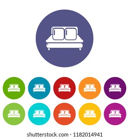 Double bed icons color set vector for any web design on white background