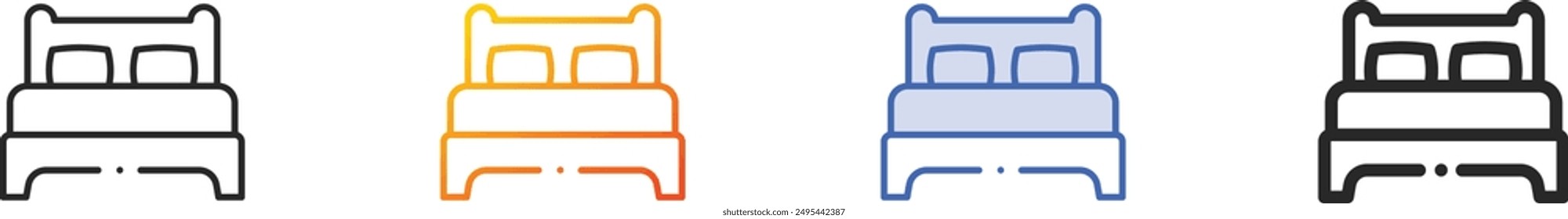 double bed icon.Thin Linear, Gradient, Blue Stroke and bold Style Design Isolated On White Background