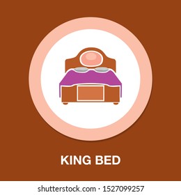 double bed illustration - vector king bed symbol. hotel icon
