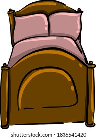 Doble cama, ilustración, vector sobre fondo blanco
