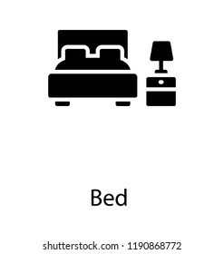 Double bed and lamp showing bedroom icon 