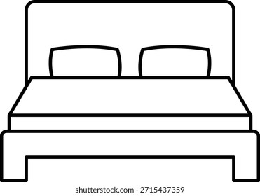 Double bed line art icon for bedroom furniture