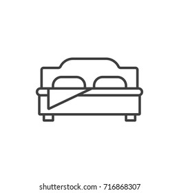 Double Bed Line Icon.