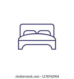 Double bed line icon. Bedroom, bedtime, bedding. Hotel concept. Vector illustration can be used for topics like home, domestic life, furniture