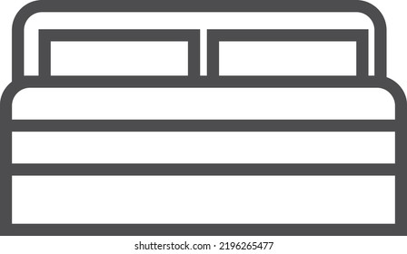 Icono de doble línea de cama. Símbolo del mobiliario de la habitación
