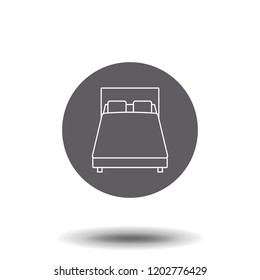 double bed line icon, outline vector sign, linear pictogram isolated on white. Trendy flat ui sign design, graphic pictogram. Logo illustration. Eps10.