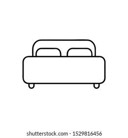 double bed line icon, outline vector sign, linear pictogram isolated on white. logo illustration