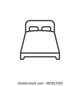 double bed line icon, outline vector logo illustration, linear pictogram isolated on white