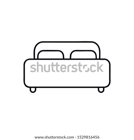 double bed line icon, outline vector sign, linear pictogram isolated on white. logo illustration