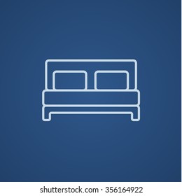Double bed line icon for web, mobile and infographics. Vector light blue icon isolated on blue background.