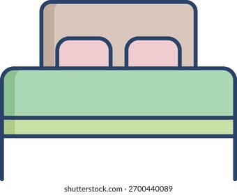 double bed linear color icon design