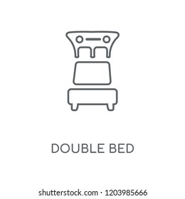 Double bed linear icon. Double bed concept stroke symbol design. Thin graphic elements vector illustration, outline pattern on a white background, eps 10.