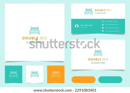 Double bed logo design with editable slogan. Branding book and business card template.