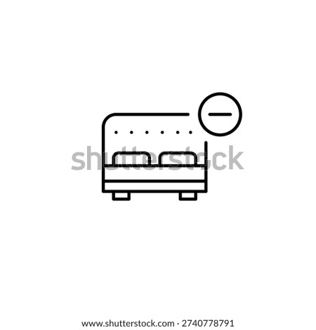 Double bed and minus. Room unavailable, booking cancelled. Pixel perfect, editable stroke vector icon