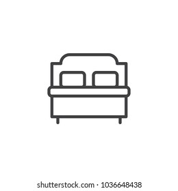 Double bed outline icon. linear style sign for mobile concept and web design. Double hotel room simple line vector icon. Symbol, logo illustration. Pixel perfect vector graphics