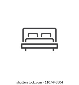 Double Bed outline icon. linear style sign for mobile concept and web design. Hotel double room simple line vector icon. Symbol, logo illustration. Pixel perfect vector graphics