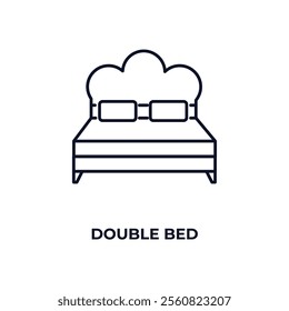 double bed outline icon. Linear vector from hotel concept. Thin line double bed icon isolated on white background