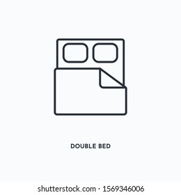 Double bed outline icon. Simple linear element illustration. Isolated line Double bed icon on white background. Thin stroke sign can be used for web, mobile and UI.