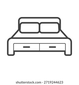 Vector transparente del icono del contorno de la cama doble aislado