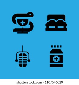 double bed, pharmacy, medicine and microphone icons vector in sample icon set for web and graphic design