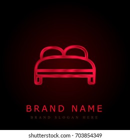 Double bed red chromium metallic logo