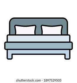 double bed room using soft color and filled line style