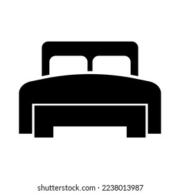 Double bed silhouette icon. Two person bed. Vector.