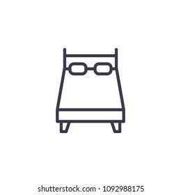 Double bed symbol linear icon concept. Double bed symbol line vector sign, symbol, illustration.