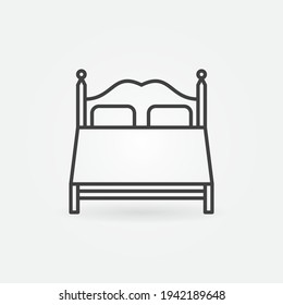 Double Bed vector concept cute icon or symbol in thin line style