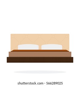 Double bed vector flat material design object. Isolated illustration on white background.