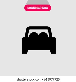 Double Bed Vector Icon, The black colour symbol of king bed. Simple, modern flat vector illustration for mobile app, website or desktop app  
