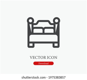 Double bed vector icon.  Editable stroke. Linear style sign for use on web design and mobile apps, logo. Symbol illustration. Pixel vector graphics - Vector