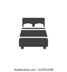 Double bed vector icon. filled flat sign for mobile concept and web design. Hotel bed glyph icon. Symbol, logo illustration. Vector graphics