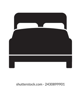 Icono de vector de cama doble, icono de cama doble símbolo de muebles de cama