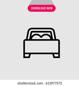 Double Bed Vector Icon, The outlined symbol of king bed. Simple, modern flat vector illustration for mobile app, website or desktop app 