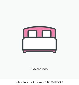 Double bed vector icon. Premium quality.
