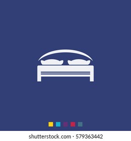 Double bed vector icon. Sleep illustration.